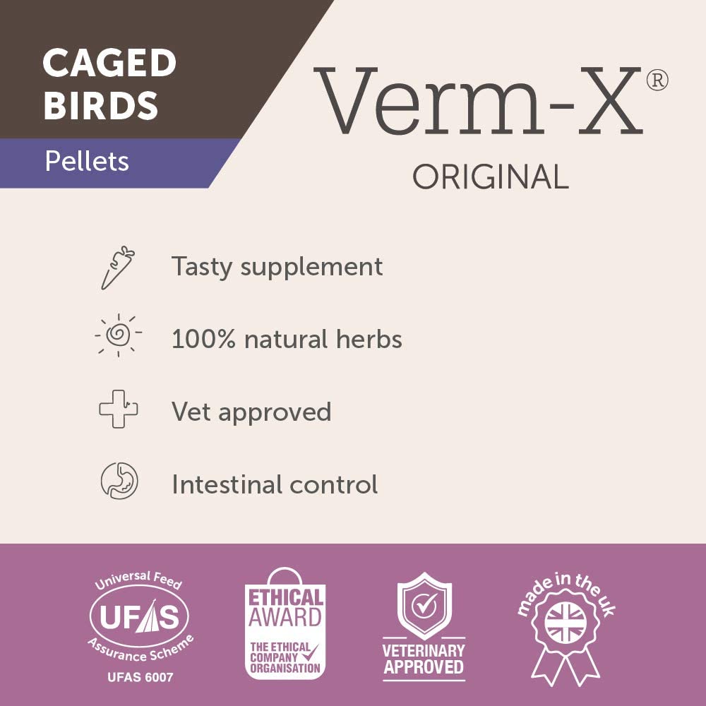 Verm-X Original All Natural Pellets for Caged Birds. Supports Intestinal Hygiene. Vet Approved. Restores and Maintains Gut Vitality. Wormwood Free Recipe - Image 3
