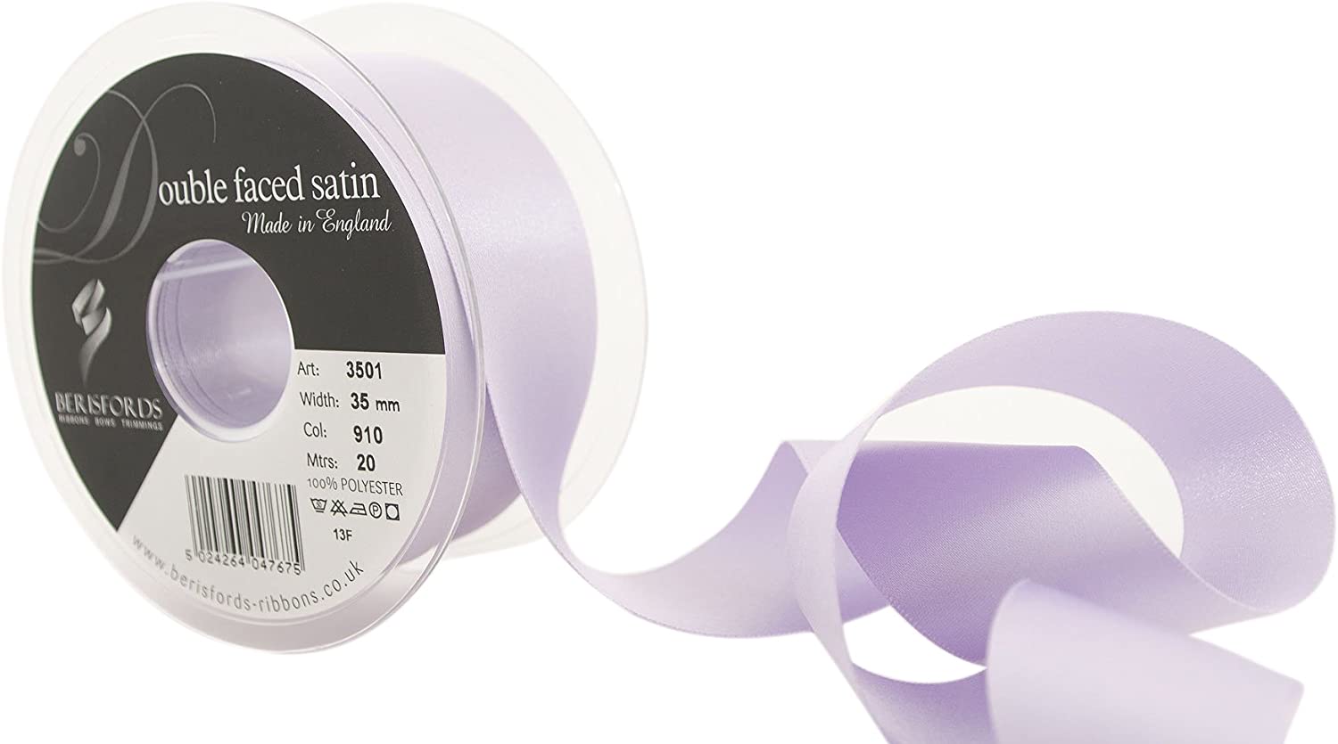 Berisfords 3501 35mm 910 Orchid Double Satin Ribbon x 20mtr, 35 mm
