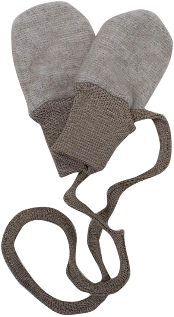 Cosilana Baby Mittens without Thumb, 100% Wool, Controlled Biological Husbandry (kbT) - brown, Latte Macchiato Melange