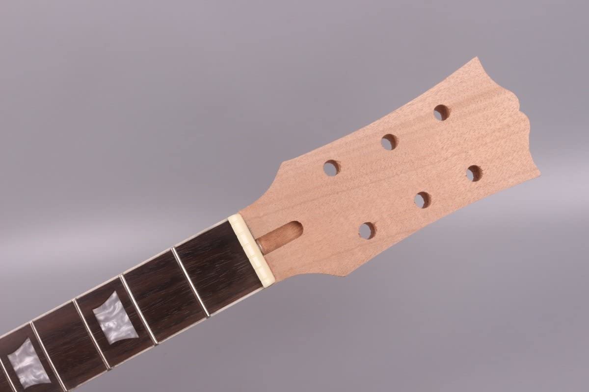 Yinfente Electric Guitar Neck 22 Fret 24.75 Inch Mahoghhany Neck Rosewood Fretboard trapezoidal inlay Set in Heel - Image 4