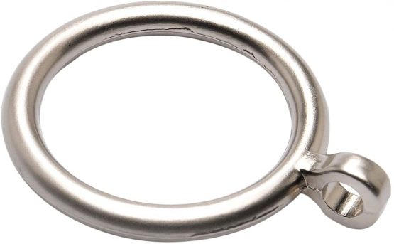 Merriway BH03180 Metal Curtain Drapery Pole Rod Rings with Fixed Eye, Inner Dia25mm (1 inch) Outer Dia. 30mm (1.1/4 inch) - Matt Satin Chrome, Pack of 8