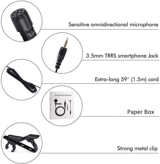 Lavalier Microphone, Professional Grade Omnidirectional Lapel Mic with Easy Clip on System, Perfect for Recording Interview/Video Conference/Podcast/Voice Dictation/Phone - Image 2