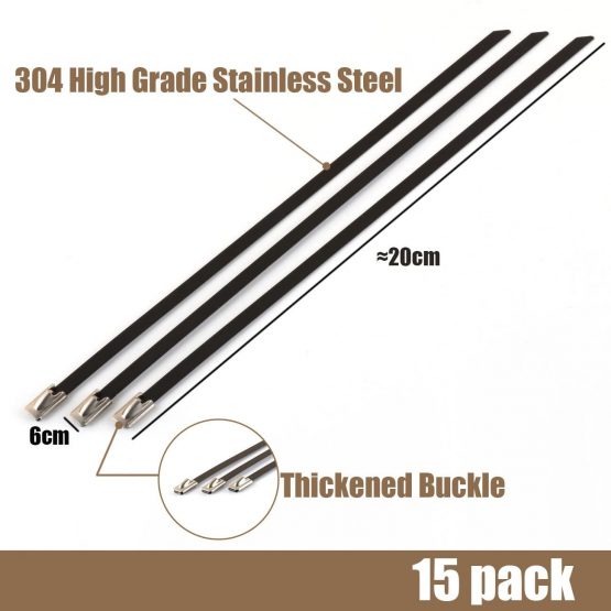 ilauke 15M*5CM Exhaust Wrap Roll Titanium for Motorcycle Heat Shield Tape + 15Pcs Stainless Ties - Image 3