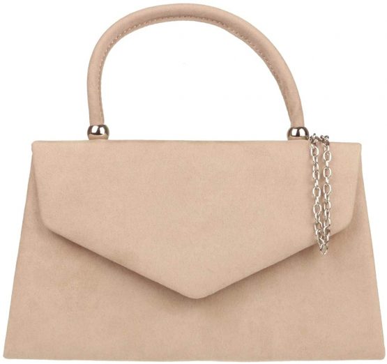 Girly HandBags Top Handle Faux Suede Clutch Bag Grab Holder Womens Handbag