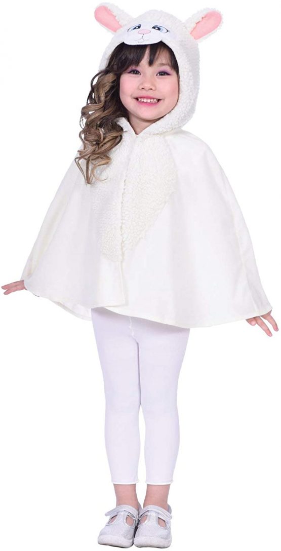 amscan 9904081 Sheep Hooded Cape Costume-Child 4-6 Years, Unisex, White