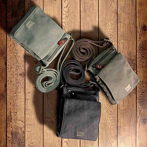 Troop London TRP0243L Classic Canvas Across Body Bag Brown - Image 3