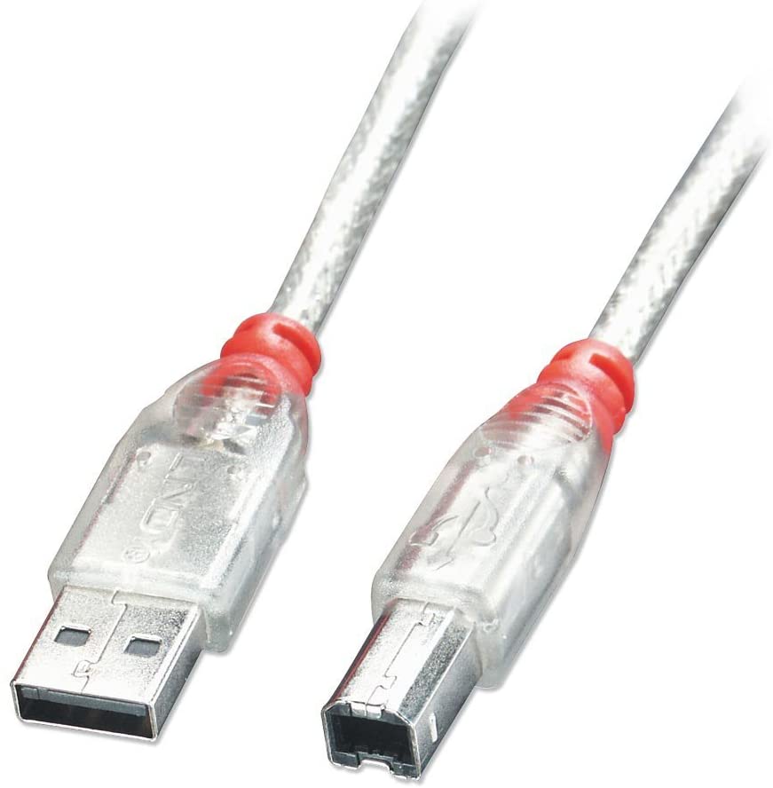 LINDY 41750 Type A to B Transparent USB 2.0 Cable, 0.2m, 0.2 meters