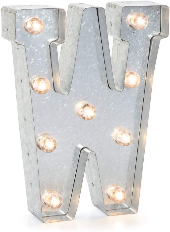 Darice Metal Marquee Letter 9.875-inch, W, Galvanized Silver, 9"