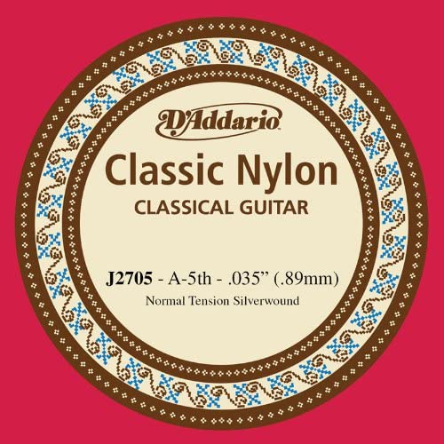 D'Addario J2705 Single String Classic Nylon, A-5th, silver, Fifth String