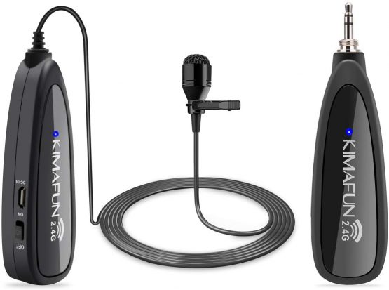 Wireless Lavalier Microphone System,KIMAFUN 2.4G Wireless Lapel Microphone with 3.5mm Receiver For PC Laptop,iPhone,DSLR Camera,PA Speaker,YouTube,Podcast,Video Recording,Vlogging,Interview