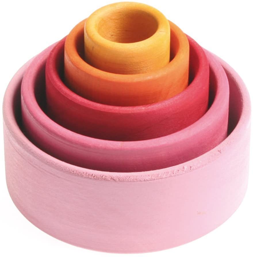 Grimm’s Set of 5 Small Wooden Stacking & Nesting Rainbow Bowls ...