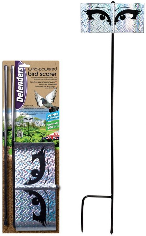 Defenders Wind-Powered Bird Scarer (Silver Reflective, Bird Repel Deterrent, Garden, Lawn, Vegetable Patch Protection Against Birds) - STV924