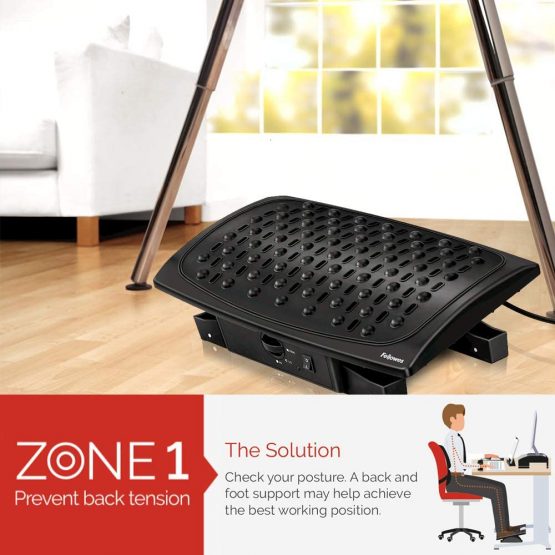 Fellowes Professional Series Climate Control Adjustable Foot Rest for Under Desk - Black - Image 2