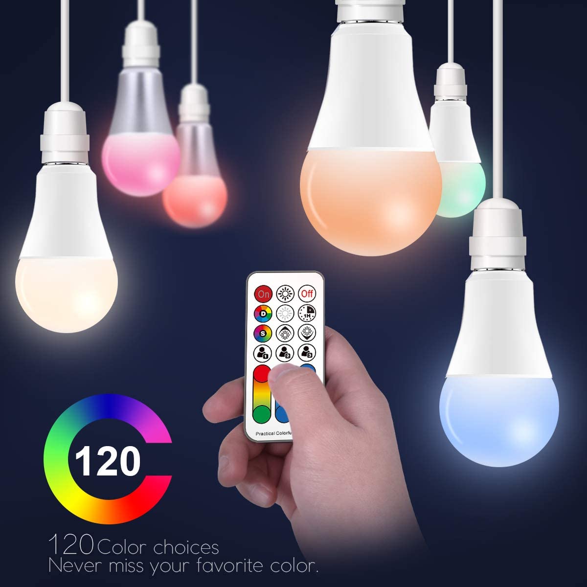 iLC LED Light Bulbs Colour Changing 10W E27 Edison Screw RGBW Lights, RGB Warm Coloured, 120 Color Choices - Image 3