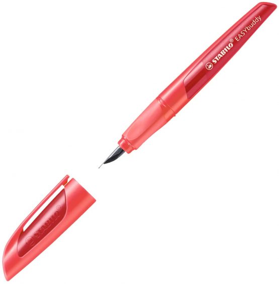 Ergonomic School Fountain Pen - STABILO EASYbuddy M Nib Coral/Red - Image 2