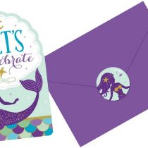 Amscan 491975 - Mermaid Wishes Party Postcard Invitations & Stickers - 8 Pack