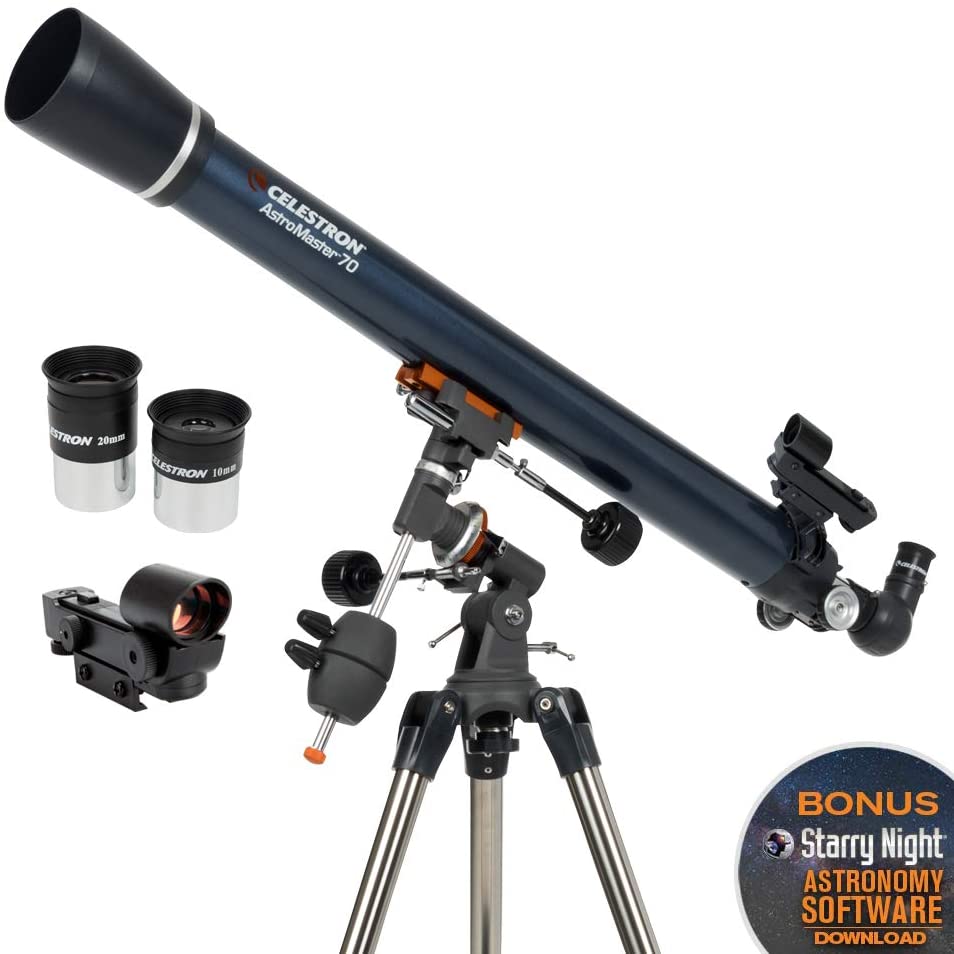 Celestron 21062 AstroMaster 70EQ Refractor Telescope, 36 Inch Tube Length, f/13 Focal Ratio, Dark Blue, Multi Colored - Image 2