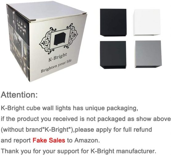 K-Bright 12W Dark Gray Cube LED Outdoor Wall Lamps,up and Down Adjustable Light Beam,Waterproof IP65 for Outdoor Wall Light,4000K-4500K Natural White,Indoor Decorative Wall Lamps - Image 4