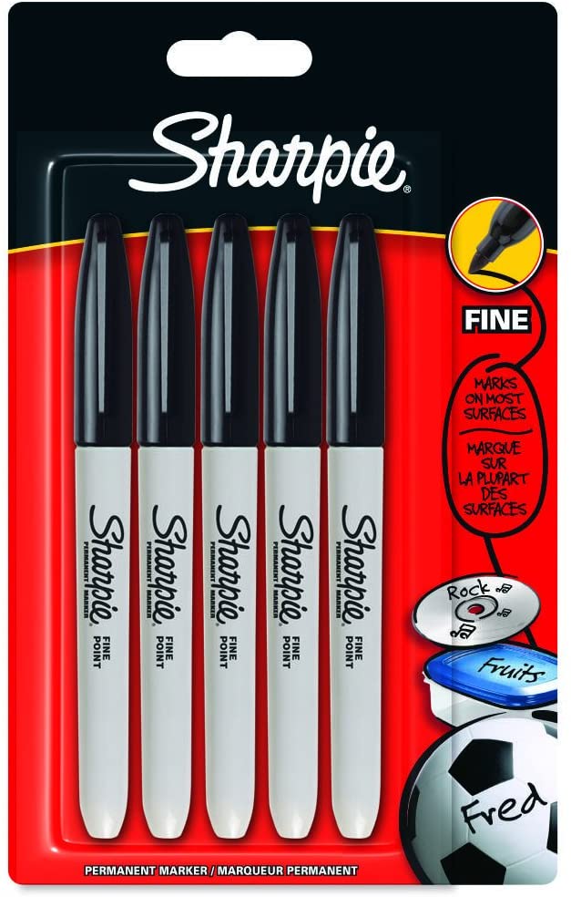 Sharpie Fine Point Permanent Marker - Black, Pack of 5 (Packaging May Vary)
