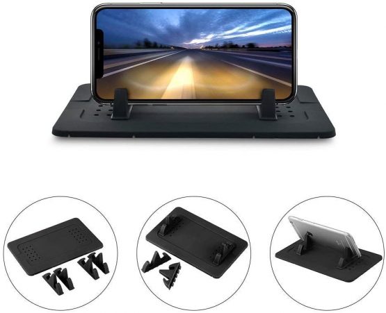 Daite Dashboard Car Phone Mount Holder Non-slip Silicone Pad Dash Mat Cell Phone Holder for iPhone 12/11/XS/XR/X/8/7/6/5 Plus tablet ipad Samsung S8/S7/S6 Smartphone GPS holder (Black) - Image 3