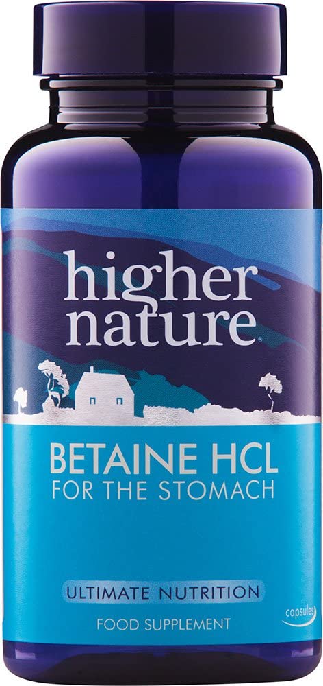 Higher Nature - Betaine HCL - for Healthy Digestion - Betaine Hydrochloride Capsules - Vegetarian & Vegan - 90 Capsules