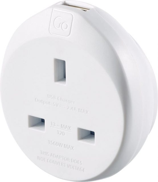 Go Travel Earthed UK to USA Compact American Adaptor inc USB (Adapter Ref 626)