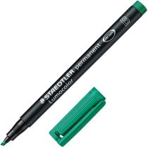 Staedtler 314 Lumocolor Universal Pen B Tip, Approx. 1.0 or 2.5 mm, Permanent, Pack of 10 in Cardboard Case Green