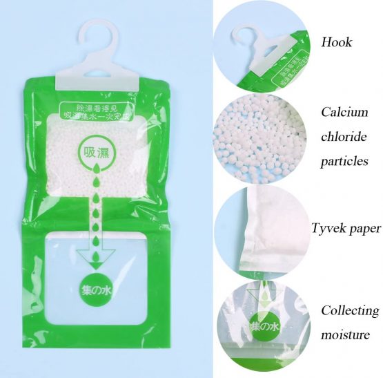 Eanjia 5 Pack Kitchen Bathroom Wardrobe Hanging Hygroscopic Anti-mold Deodorizing Moistureproof Desiccant Bag, Dehumidification process Could be Witness - Image 2