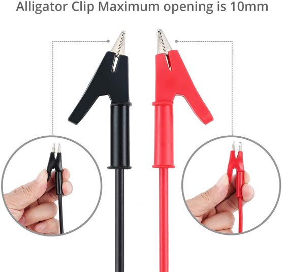 Double Ended Alligator Clips AMTOVL Crocodile Clip Wires Alligator Clips to Alligator Clips 2 Pcs Red Black Alligator Clip Cables Insulated Copper Alligator Clips Test Lead Set - Image 2