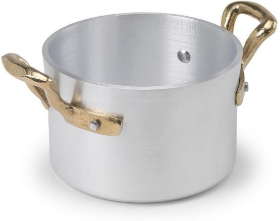 Pentole Agnelli 1932 Collection Saucepot with 2 Handles, Colour-White, Aluminium, Silver, 10 x 10 x 7 cm