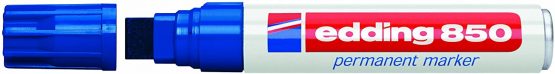 edding 850 Permanent Marker - Blue - 5 Pens - Chisel Tip 5-15 mm - for Bold Markings -Waterproof, Quick-Drying, Smear-Proof Pens - for Cardboard, Plastic, Glass, Wood, Metal and Fabric