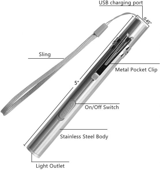 LEAGY Pen Torches for Nurses,Reusable Rechargeable Torch,2Pack White LED Lights Pen Light - Image 3