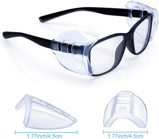8 Pairs Safety Eye Glasses Side Shields Slip Clear Flexible Slip On Shield Fits Small Medium Eyeglasses Added More Protection on Safety Glasses (Transparent and Black) - Image 2