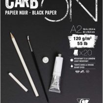 Clairefontaine Carb'On Black Glued Paper Pad, 120 g, A2, 20 Sheets