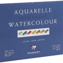 Clairefontaine Fontaine Semi Hot Pressed Watercolour Glued Pad, Glued 4 sides, 300 g, 24 x 30 cm, 25 Sheets