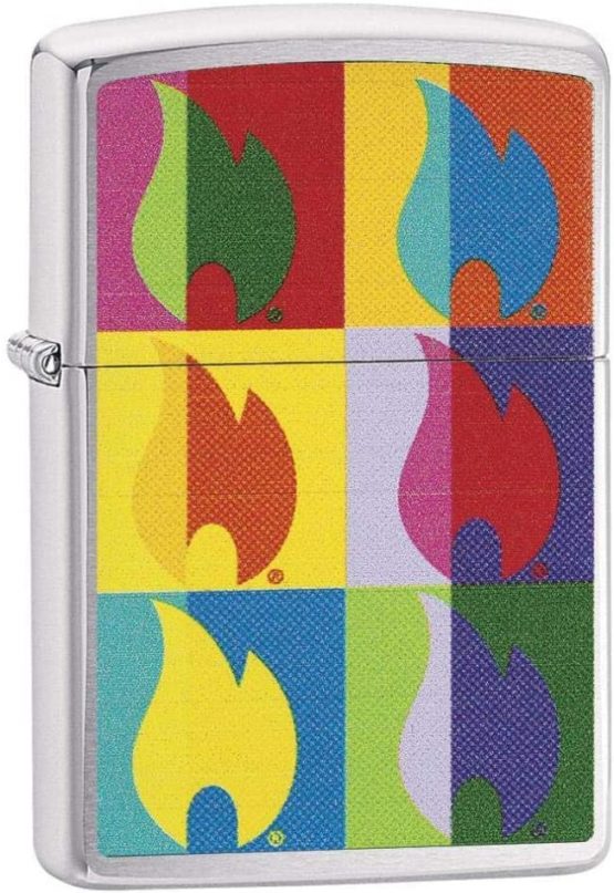 Zippo Unisex's Abctract Flame Design Windproof Pocket Lighter, Brushed Chrome, One Size