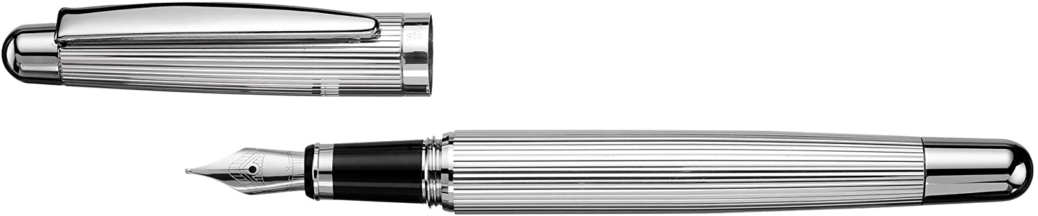 Otto Hutt Design 02 Fountain Pen Pinstripe - Medium, silver