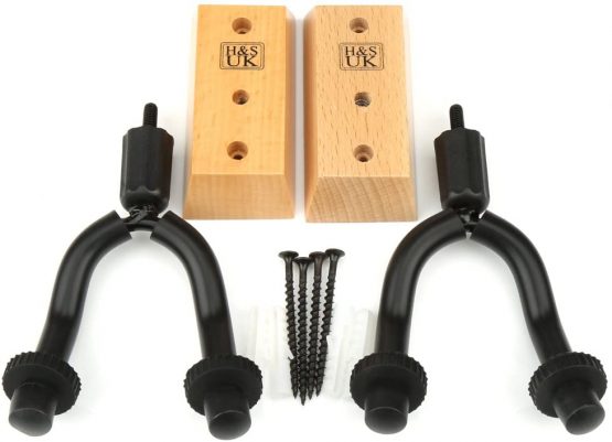 H&S Guitar Wall Mount Display Bracket Guitar Hanger Hook Holder Keeper Wall Mounted Hanging Stand Wooden Wood Base for Bass Electric Acoustic Guitar - 2 Pack - Image 2