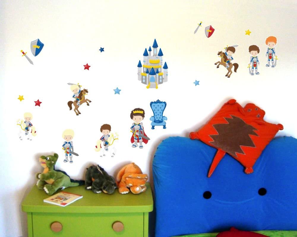 Samunshi® 21 Piece Knight Wall Tattoo Set for Child's Bedroom Baby Room, multicoloured, 2x 21x34cm - Image 2