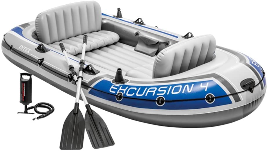 intex excursion inflatable boat set with aluminium oars and pump