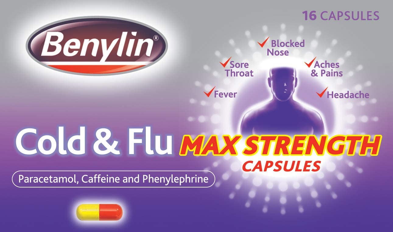 Benylin Cold & Flu Max Strength Capsules, 16 each, White, 16 Count (Pack of 1) - Image 2