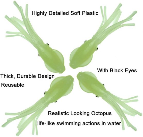 THKFISH Glow Squid Lure Soft Bait Fishing Lures Saltwater Freshwater Sea Luminous Octopus Skirt Fishing Lures For Bass Pike Trout 4g 7.5cm 15Pcs - Image 3