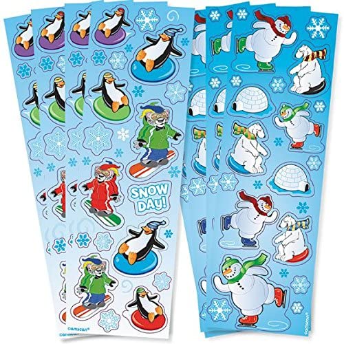 Amscan 394898 - Joyful Snowman Winter Fun Christmas Stickers Strip, 1 Pack - Image 2