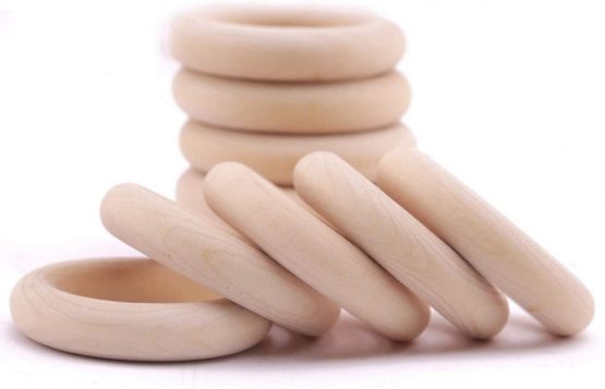 Kurtzy Natural Wooden Rings (50 Pack) - 55mm Outer Diameter with 35mm Inner Diameter - Unfinished Wood Ring for Arts & Crafts, DIY, Home Decor, Jewellery Making, Ring Pendant Connectors