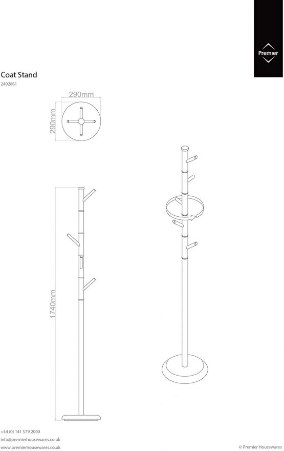 Premier Housewares Coat Stand with Acrylic Pegs - Chrome/Multi-Coloured, H173 x W29 x D29cm - Image 2