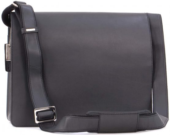 VISCONTI - Laptop Messenger Shoulder Bag - 13 to 14 Inch Laptop Bag - Hunter Leather - Office Work Organiser Bag - Multiple Pockets - 18548 - HARVARD - Black
