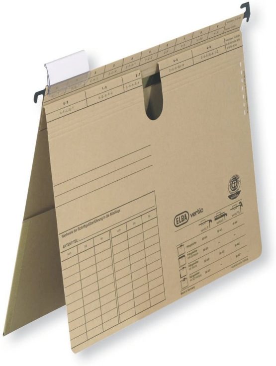 Elba 100560074 Hanging File Folder VL Commercial Binding for Vertical and Lateral Files Pack of 50 Natural Brown
