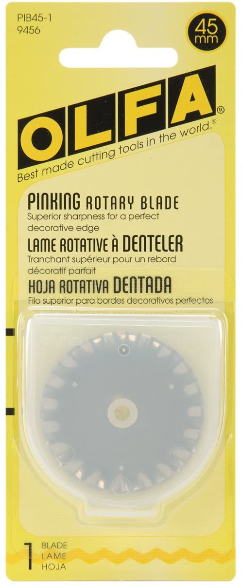 Olfa PIB45-1 1 x stainless steel pinking blade in a plastic case. Blister packed, Silver, OSFA