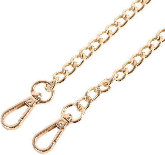 kilofly 2pc Gold Plated Faux Leather Removable Clutch Chain Shoulder Straps Set - Image 2