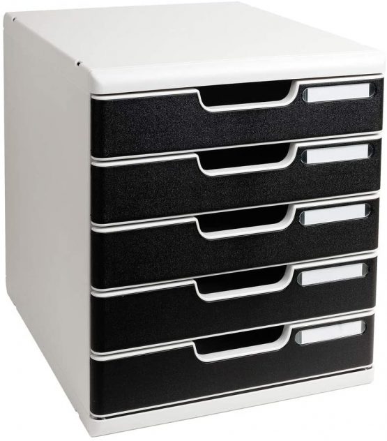 Exacompta Modulo A4 Office, 5 Closed drawers - Light Grey/Black